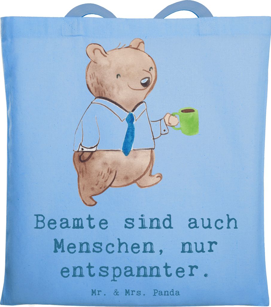 Mr. & Mrs. Panda Jutebeutel Beamtin Entspannt - Sky Blue - Geschenk, Präzision, Geschenke mit Herz, Beruf, Kundendienst, Verwaltung, Schultasche, ...