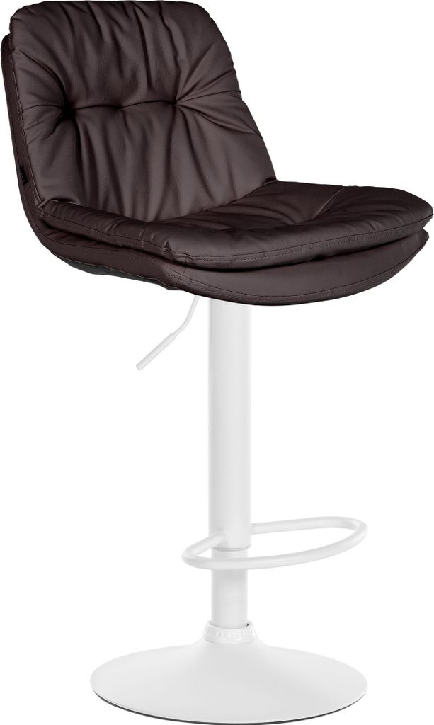 Barhocker MITUN - Kunstleder Braun 46x54x92 cm Weiß | Barstuhl Höhenverstellbar Mit Lehne Drehbar Tresenhocker Tresenstuhl Kneipenhocker Kneipens...