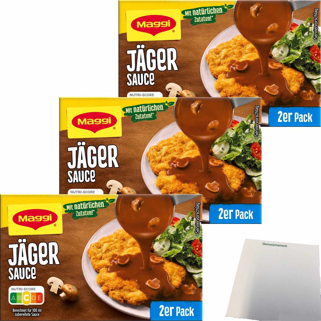 Maggi Delikatess Doppelpack Jägersoße für 2x250ml 3er Pack (3x56g Packung) + usy Block