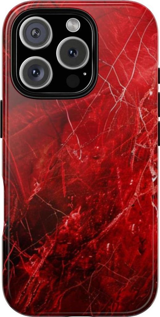 Rote Marmoroptik mit feinen Adern – Hülle Kompatibel mit iPhone 16 Pro