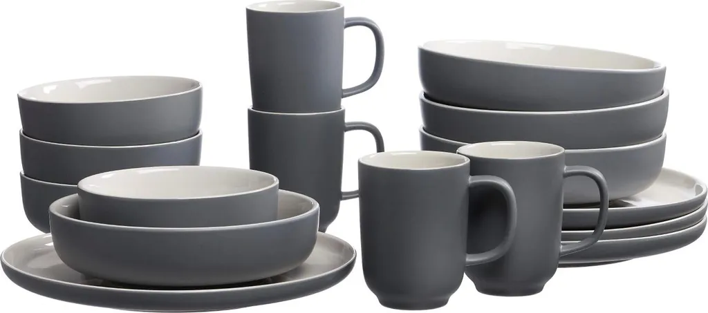 Ritzenhoff & Breker JASPER 16 Pezzi - Servizio Piatti Grigio Stoneware - 1