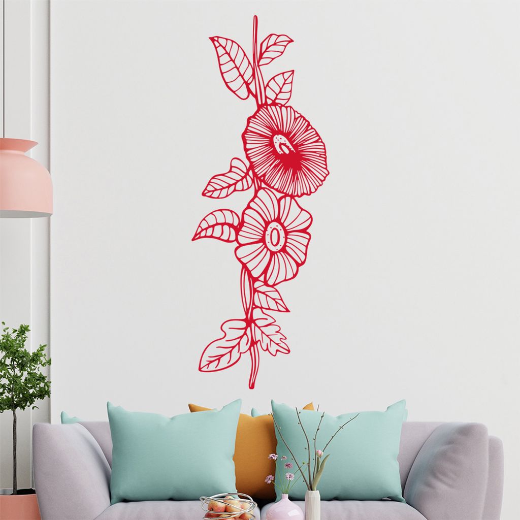 Blumen - Pflanze Wandtattoo in 6 Größen - Wandaufkleber Wall Sticker - Dekoration, Küche, Wohnzimmer, Schlafzimmer, Badezimmer