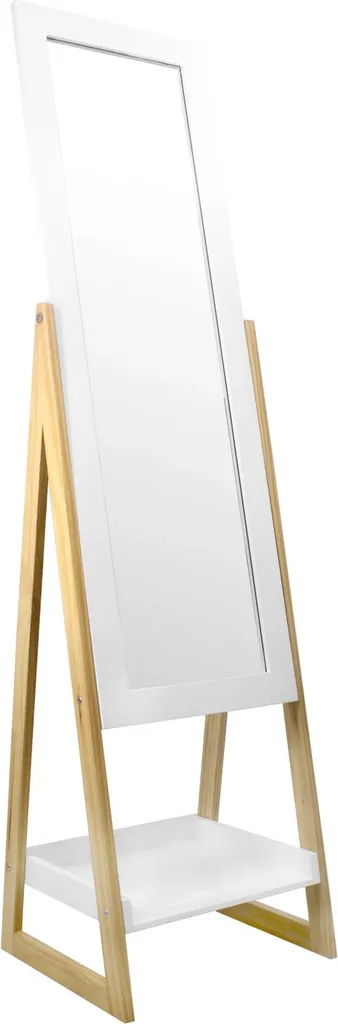 Miroir MADOX autoportant blanc marron - Finition moderne et élégante