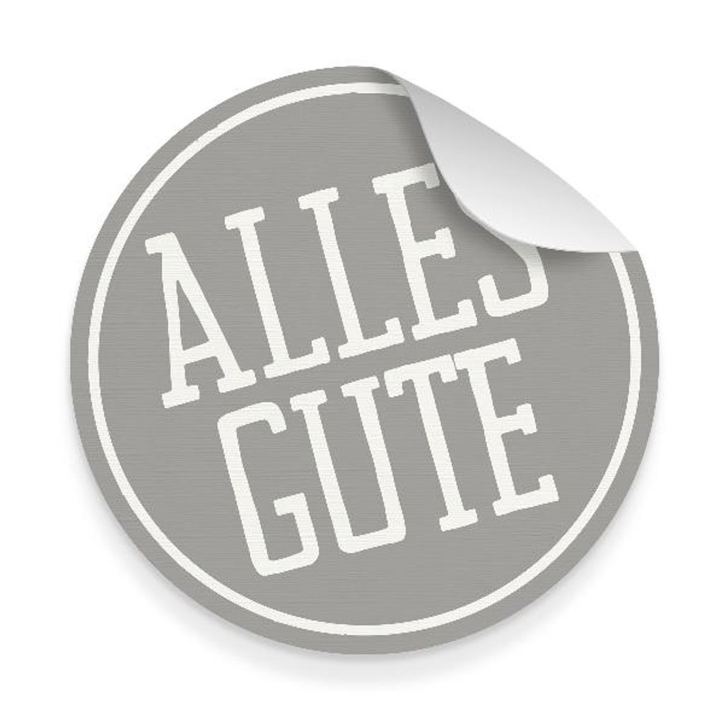itenga 10x Aufkleber Sticker "Alles Gute" grau weiß 9,5 cm Durchmesser