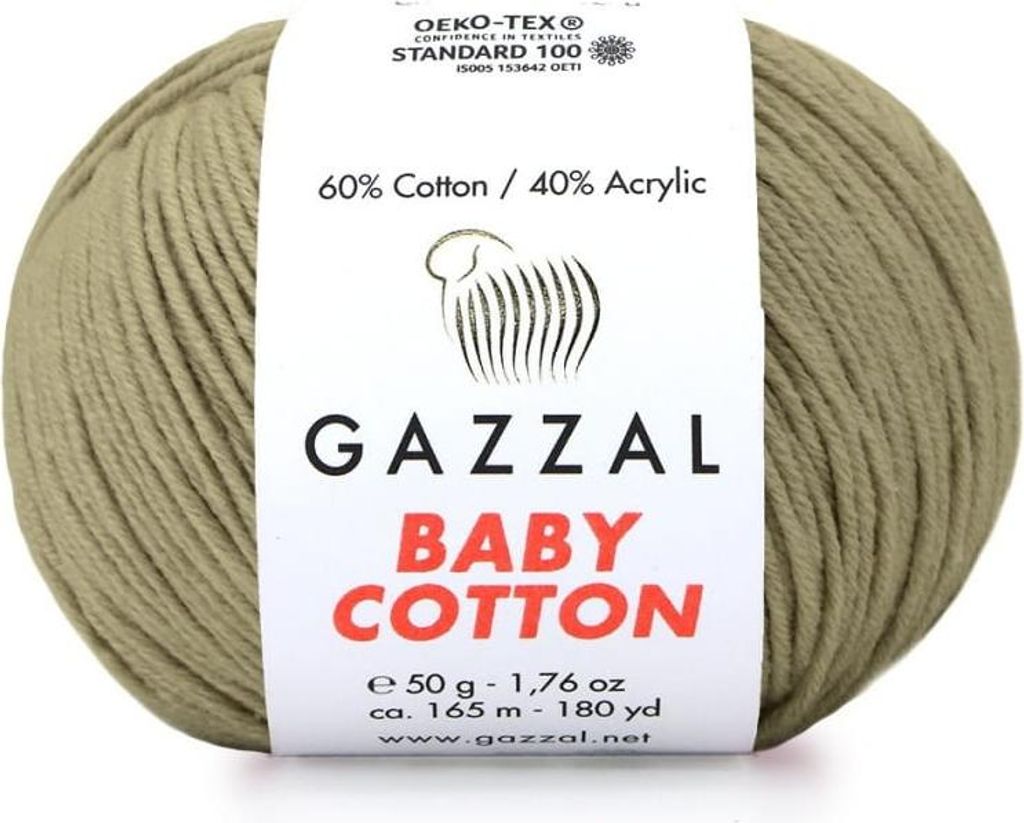 Gazzal Baby Bavlna Olive - Měkká, odolná příze ze směsi Obrázek produktu 
