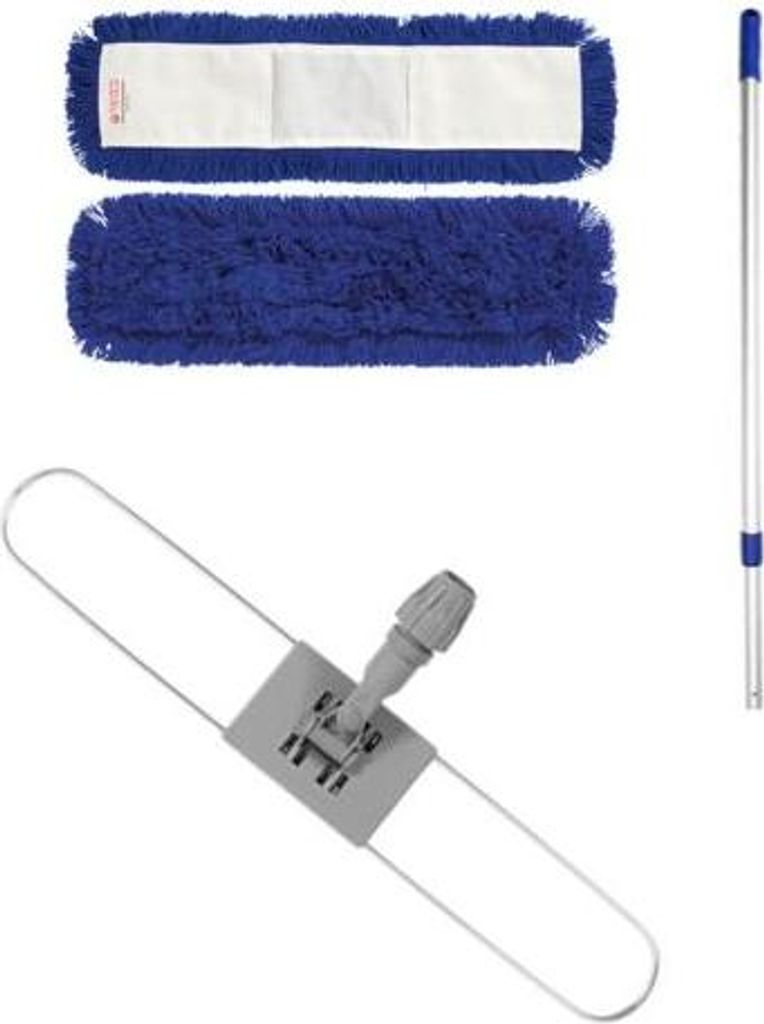 Premium Mopphalter Set – Synthetischer Flachmop Blau + Teleskopstiel 100-180 cm – Für Effiziente Bodenreinigung