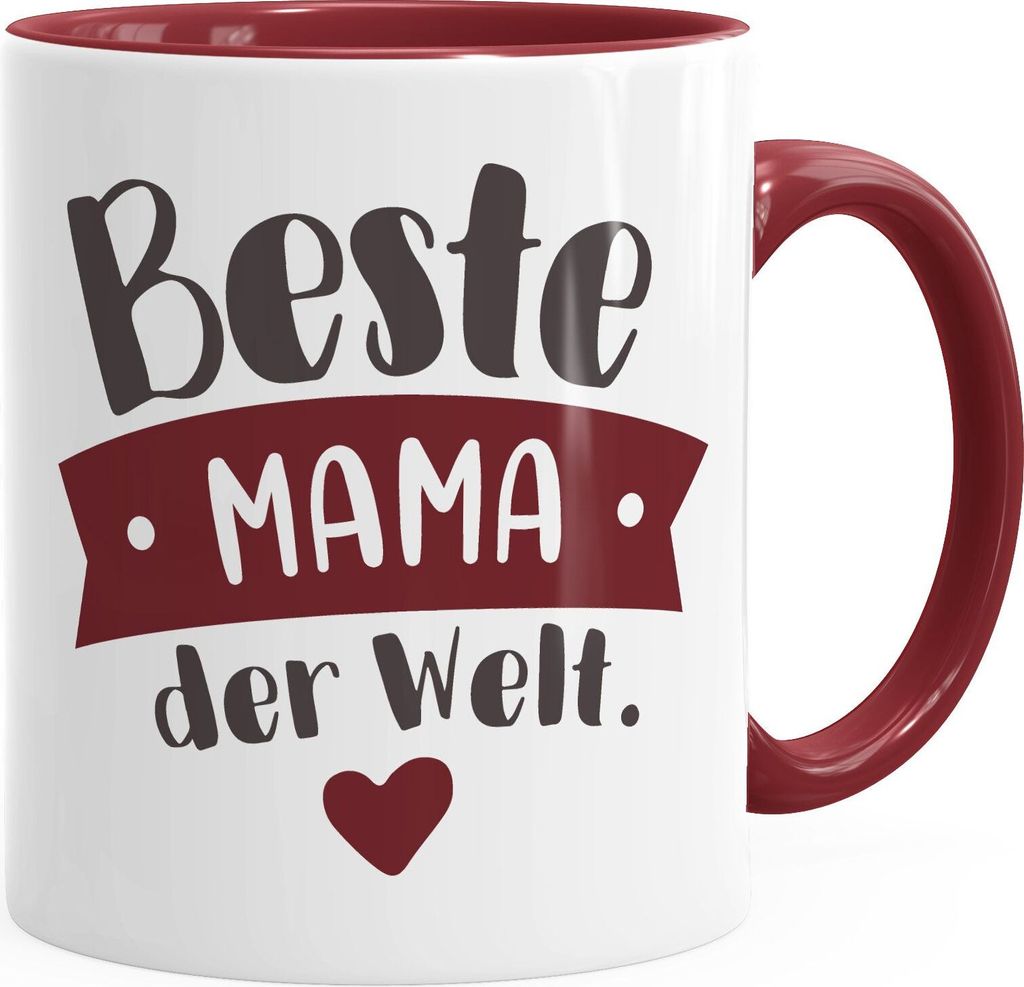 Kaffee-Tasse Beste/r Mama/Papa der Welt Vatertagsgeschenk Muttertagsgeschenk Weihnachtsgeschenk Moonworks Beste Mama inner-bordeaux Keramik-Tasse