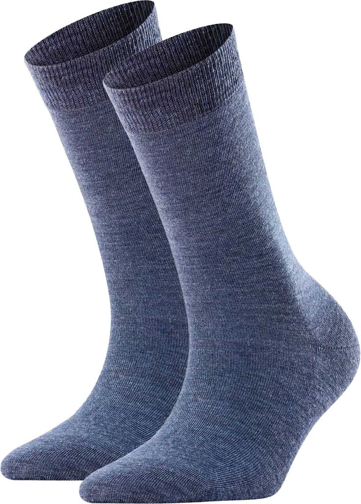 FALKE Damen Socken 2er Pack - Softmerino SO, Kurzsocken, einfarbig Blau 41-42