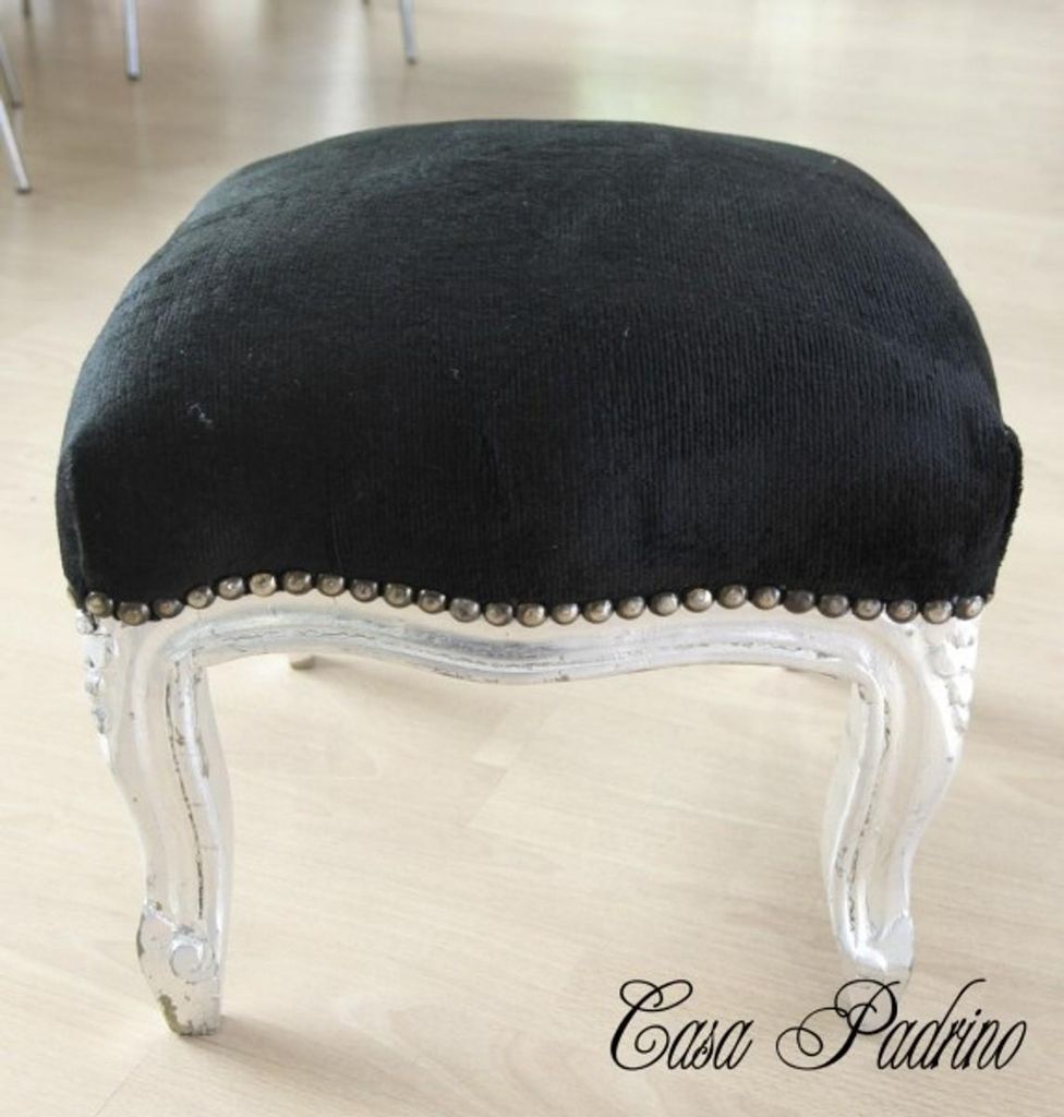 Casa Padrino Barock Fußhocker Schwarz / Silber - Antik Stil Produktbild 