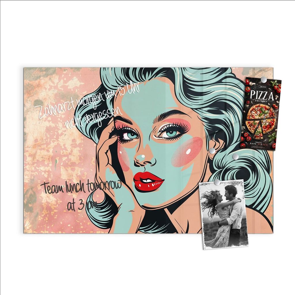 Magnettafel 60x40cm Pinnwand Whiteboard beschreibbar - Comic Porträt Kunst