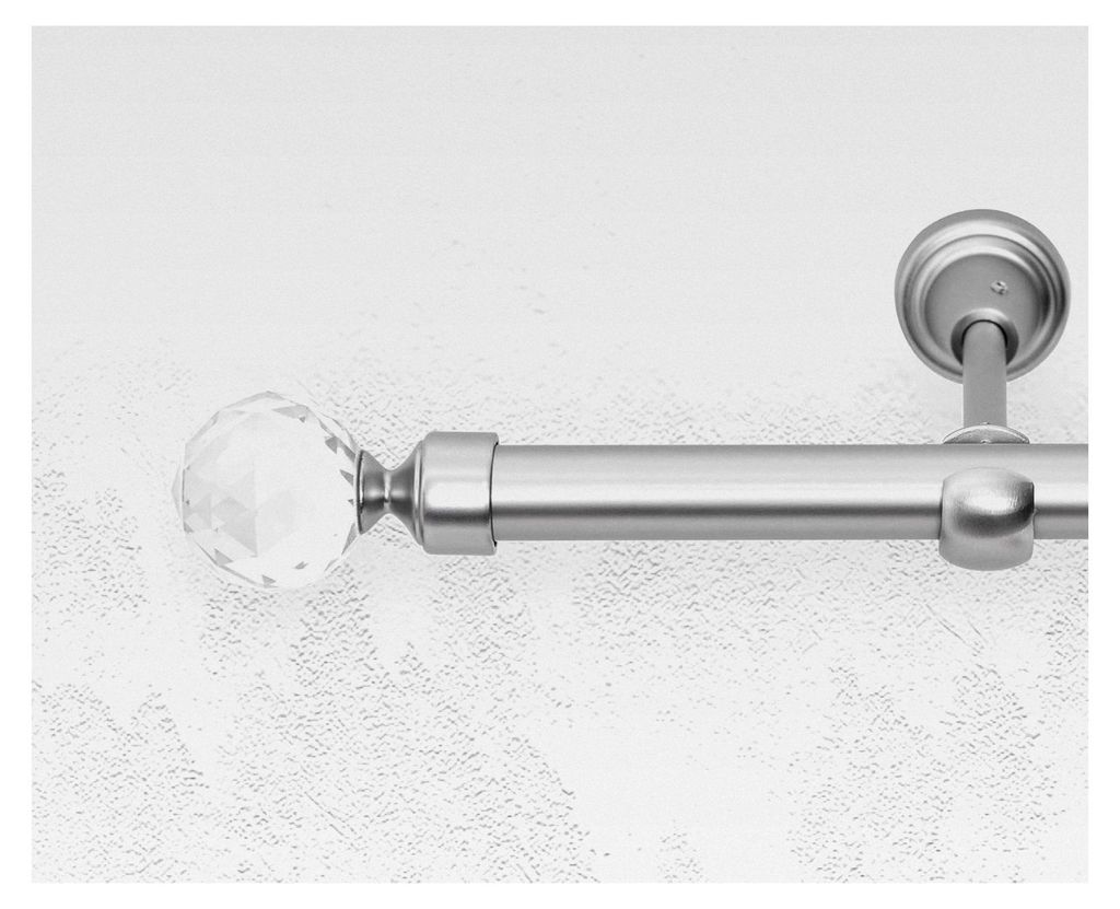 ALOHA Gardinenstange 19mm Wandmontage, ein- oder zweiläufig, Inox, Satin, Gold, Weiß, Länge: 120-600cm, ohne Ringe