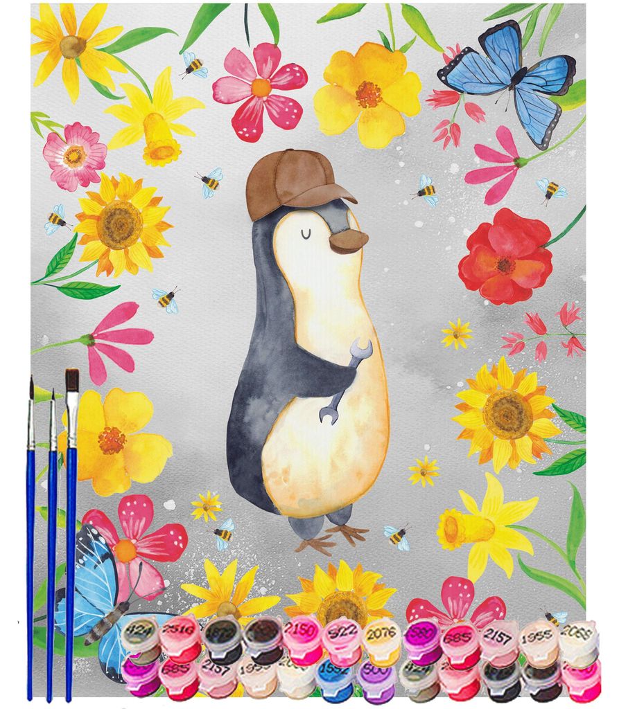 Mr. & Mrs. Panda Malen nach Zahlen Wenn Papa es nicht reparieren kann, sind wir am Arsch 40 x 50 cm Ohne Rahmen - Grau Pastell - Geschenk, Mutterta...