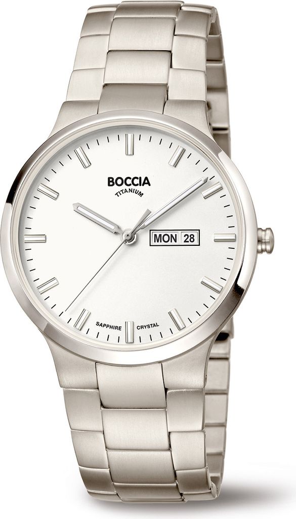 Boccia Herren-Uhr 3649-01 Titan mit weißem Ziffernblatt