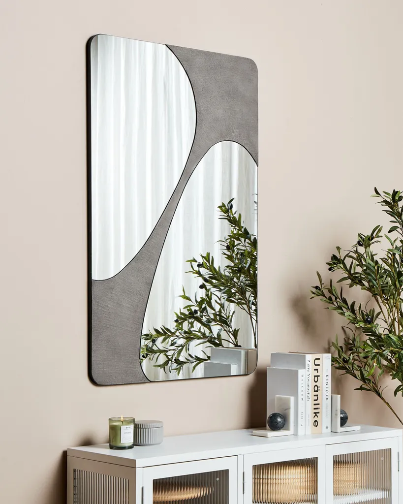 Miroir Mural Finition Gris Ormes 110 cm - Cadre Robuste et Style Moderne - 2