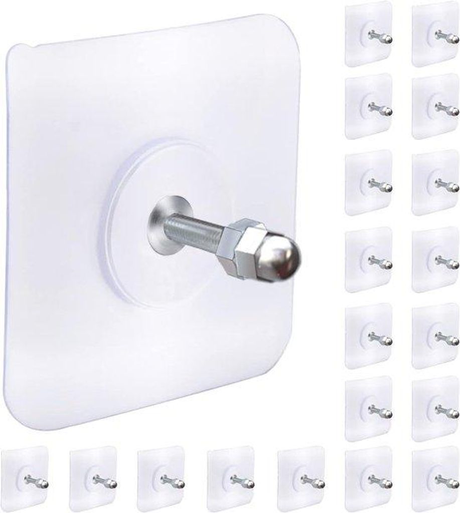 Selbstklebende Haken - doppelseitiger Kleber - Selbstklebender Nagel - 20er Pack Selbstklebender Nagel - Slingerklemmen - Edelstahl - Extra stark -...