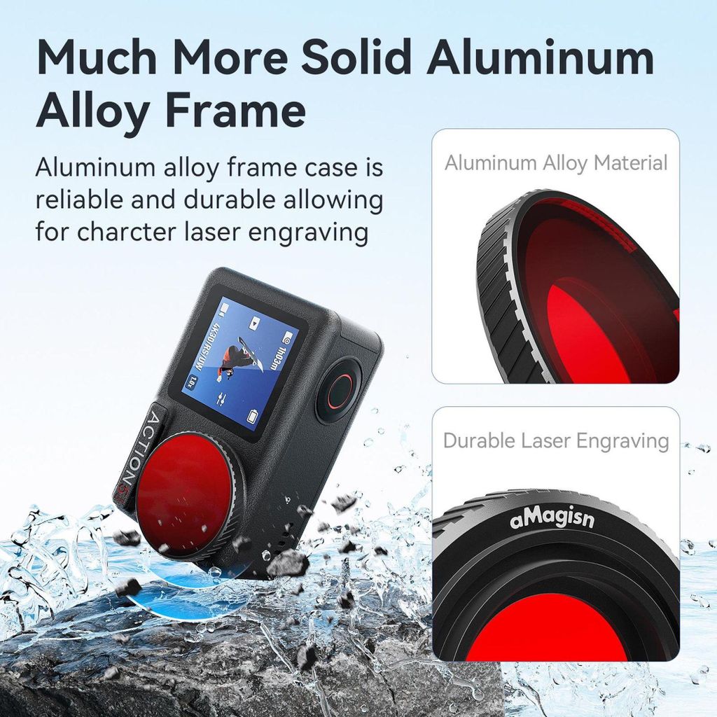 Für DJI Osmo Action 5 Pro / 4 Objektiv Tauchfilter Aluminium Kamera Rot