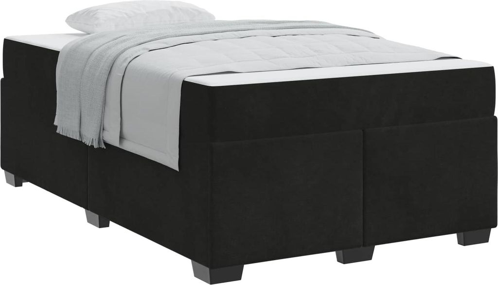 Bettrahmen mit Matratze Schwarz 120 x 190 cm Stoff