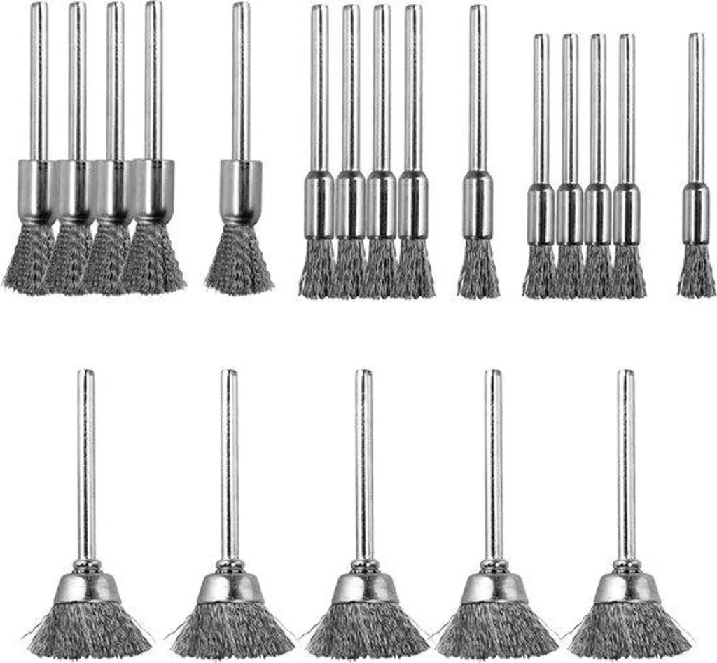 Jeu de 20 brosses métalliques pour visseuse sans fil - Kit polissage