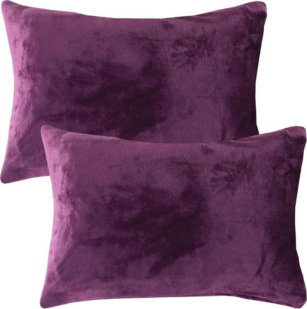 Kissenhülle Kuschel "Celina" 2er Pack, in der Größe "40 x 60cm" - Violett - Kissenbezug mit Reißverschluss