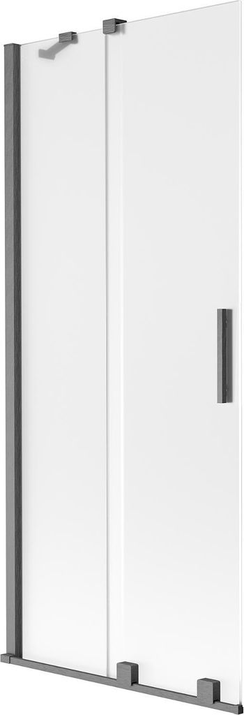 Mexen Velar Duschabtrennung für Badewanne, 2-flügelig, verschiebbar, 80 x 150 cm, matt, gebürstetes Gun Gray - 896-080-000-31-66