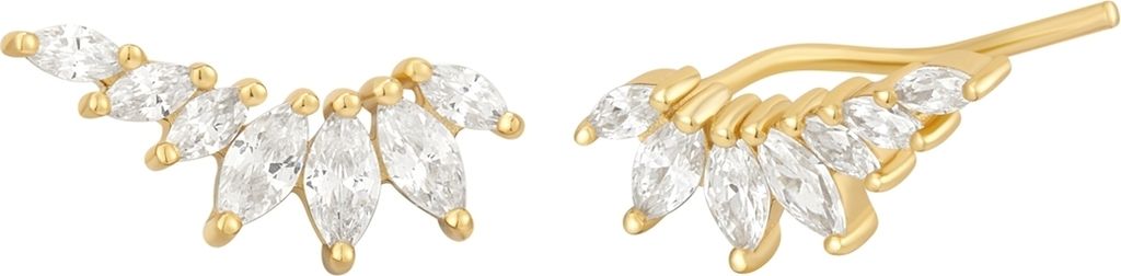 Ear Climber Sterling Silber gelbgold Zirkonia weiß