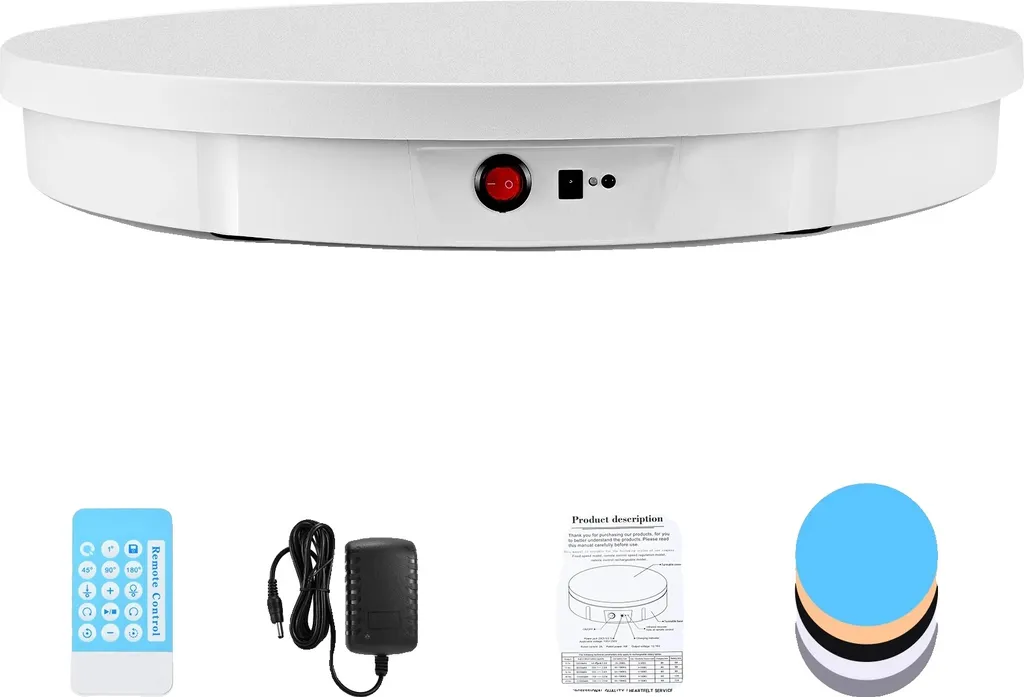 Support rotatif robuste 100kg blanc, vitesse variable 22 à 60s EU