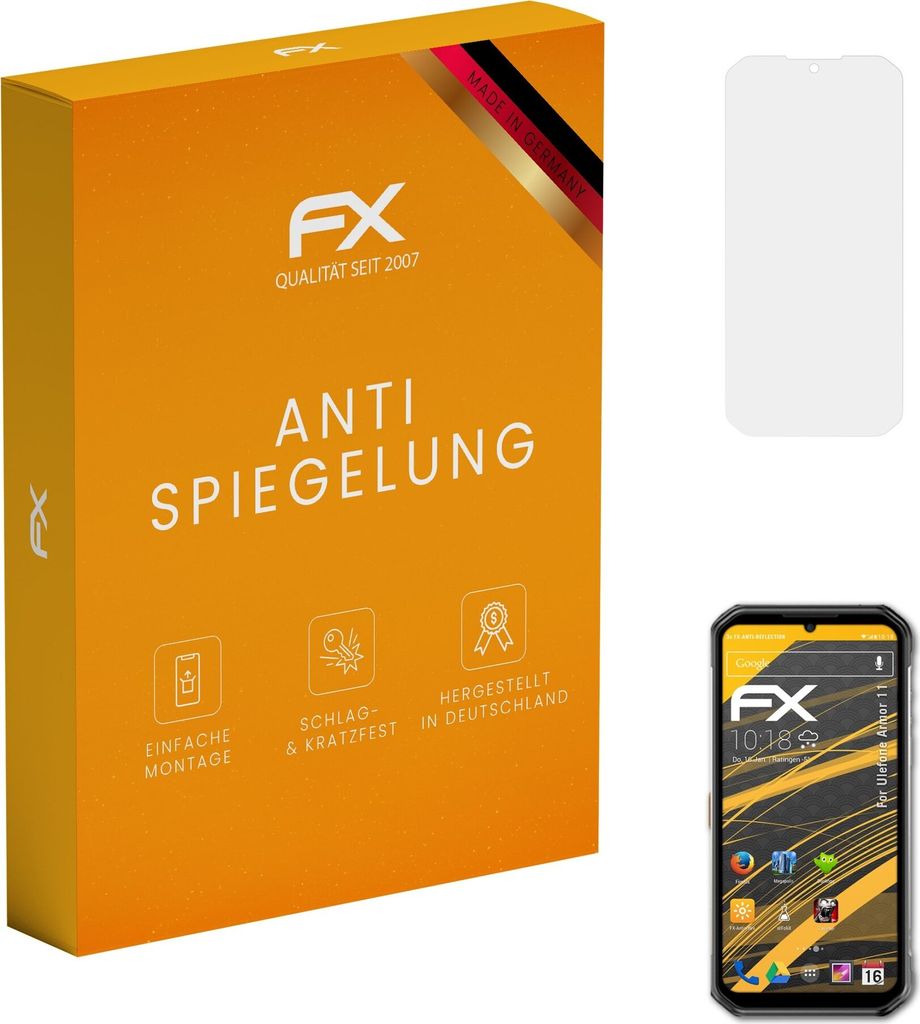 atFoliX FX-Antireflex 3x Schutzfolie kompatibel mit Ulefone Armor 11 Displayfolie