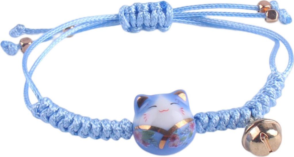 Handgelenk-Armband, Keramik, Katzen-Dekor, kleine Glocke, handgefertigt, verstellbar, dekorativ, dekorieren, Temperament, geflochtenes Seil, Charms...