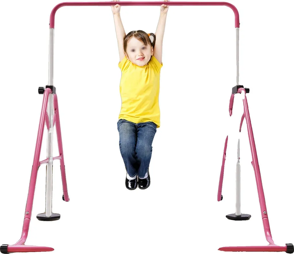 Barre de gym pliable et réglable 155cm - Design robuste pour enfant