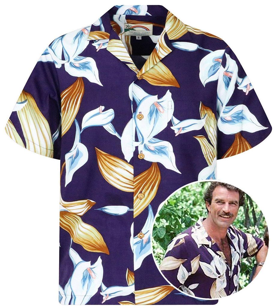Paradise Found Hawaiihemd Tom Selleck "Calla Lily" Original Produktbild 