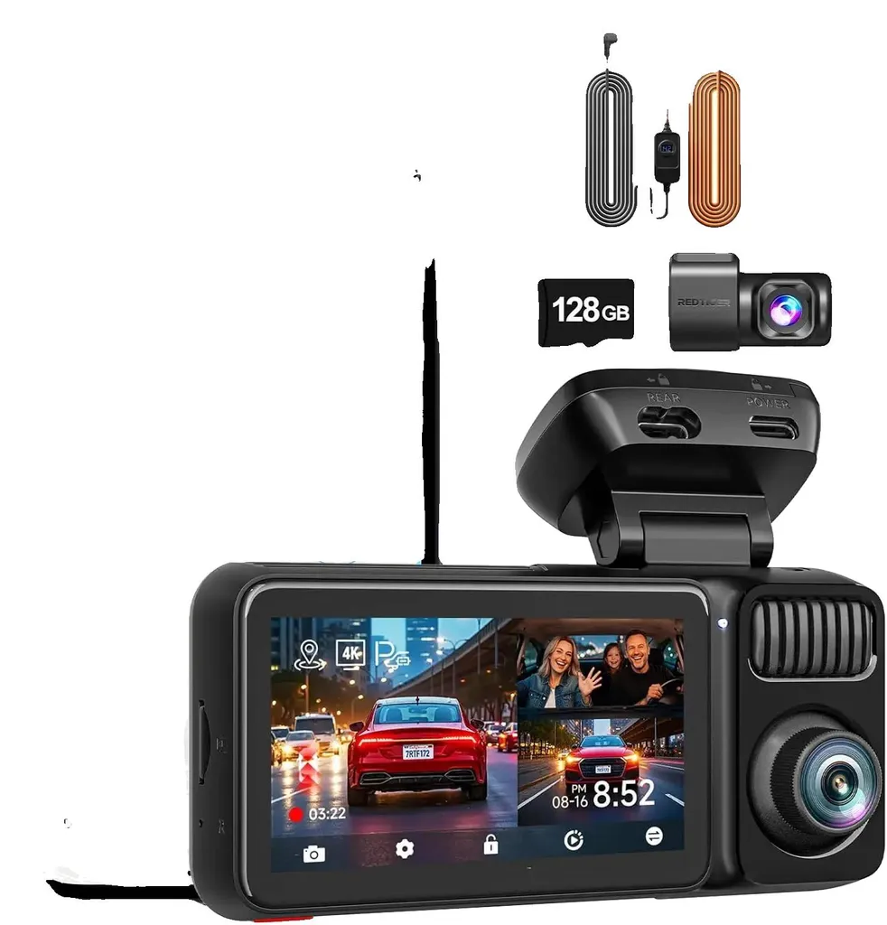 Dashcam 4K contre vandalisme avec vision nocturne et kit HW pro