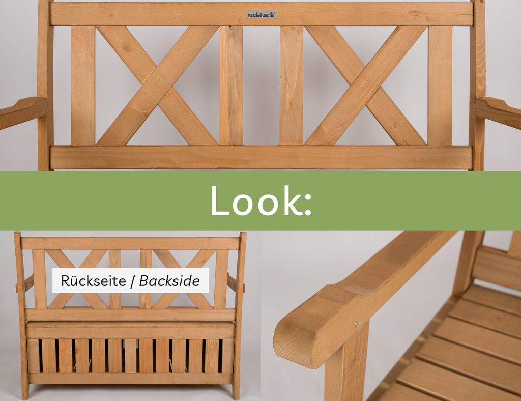 needs&wants® Gartenbank Holz wetterfest mit Stauraum und Produktbild 10