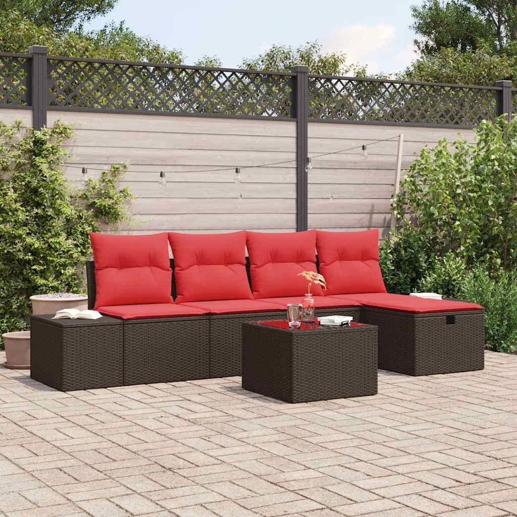 Maison Exclusive - Gartensofa-set mit Kissen 6 pcs Braun Poly-Rattan