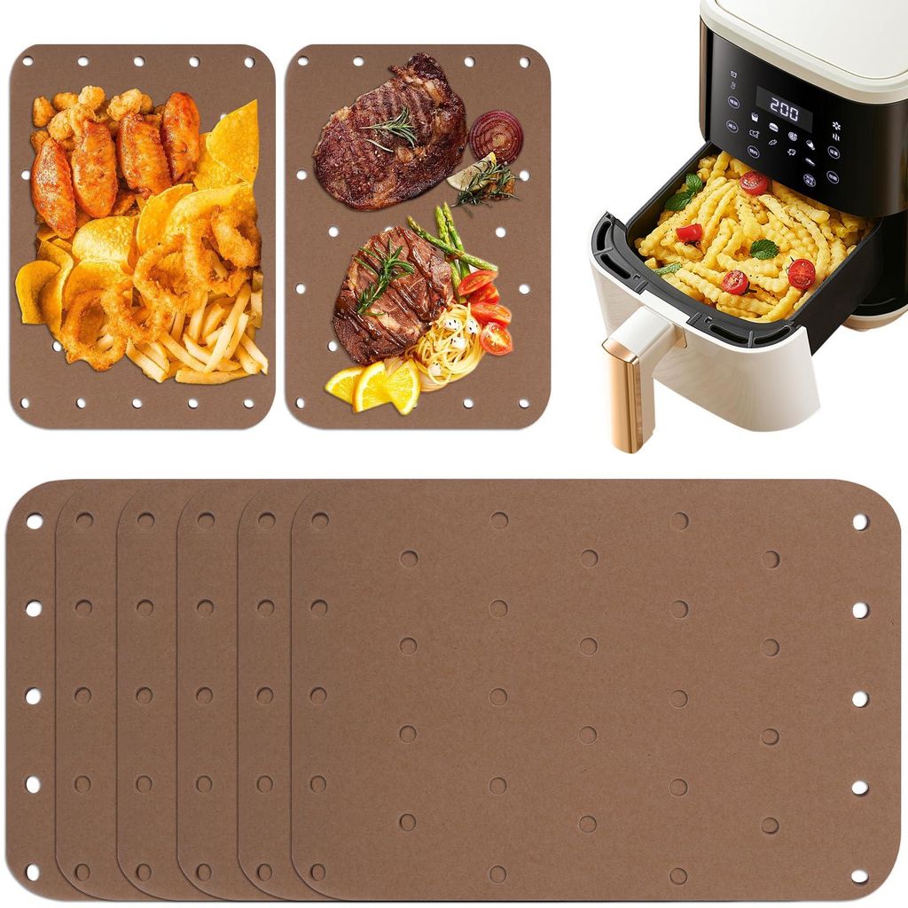 200 Blatt Backpapier für Heißluftfritteusen, 14 x 20,5 cm, universelles Backpapier für Heißluftfritteusen, perforiertes Backpapier für Bratpfa...
