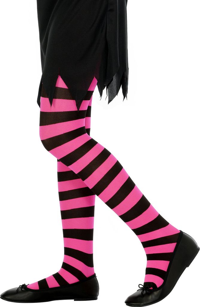 Strumpfhose Kinder, pink - schwarz gestreift 70 Den 11 - 14 Produktbild 