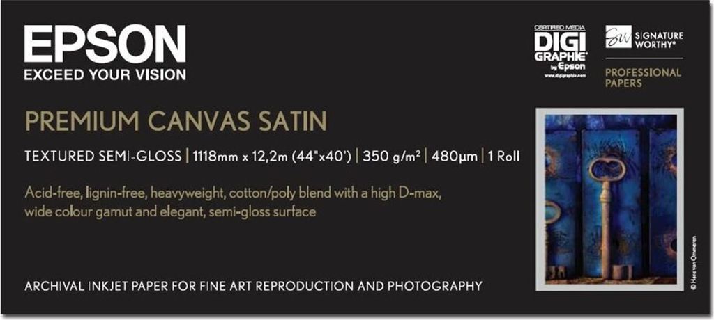 Epson Premium Canvas Satin, 44 Zoll x 12,2 m, 350 g/m², Produktbild 