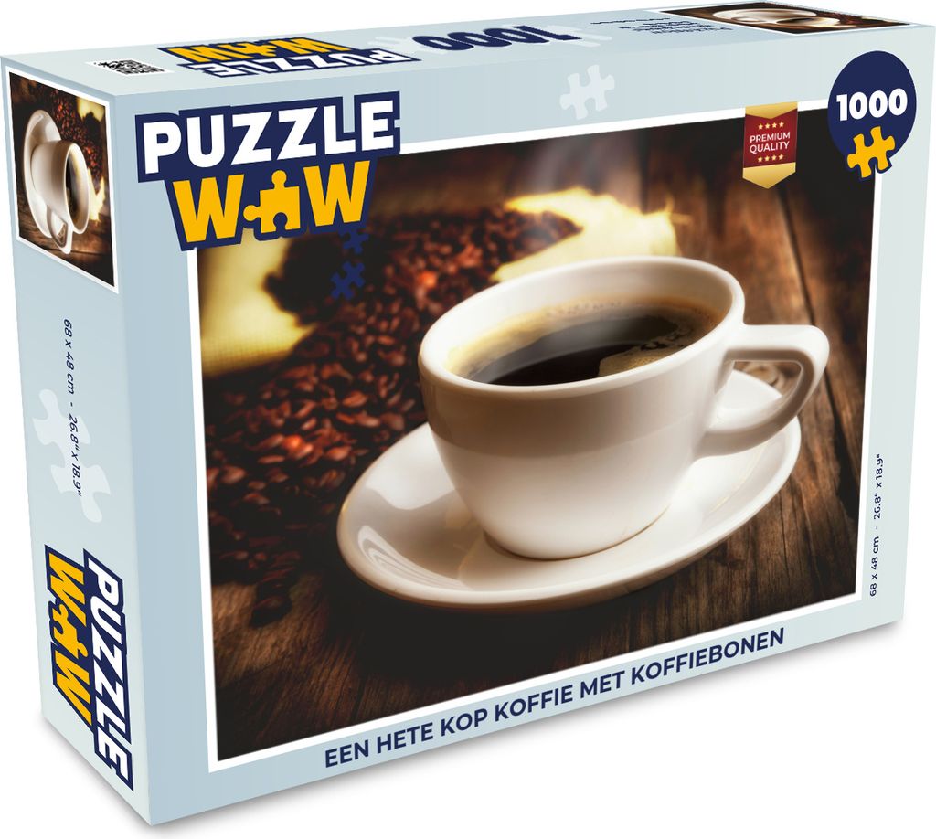 MuchoWow Puzzle 1000 Teile Eine heiße Tasse Kaffee mit Kaffeebohnen - Erwachsene - Rätsel