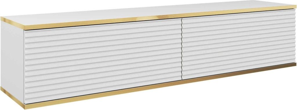 MOEBLO TV-Board Dayn RTV 135 MDF – Lowboard Fernsehtisch TV Bank TV Tisch Fernseher Tisch TV Möbel, RTV-Schrank mit goldenen Einsätzen, hängen...