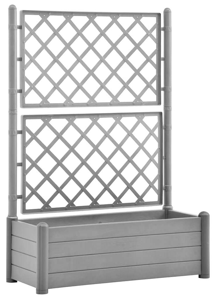 vidaXL Pflanzkübel mit Spalier 100x43x142 cm PP Steingrau Produktbild 