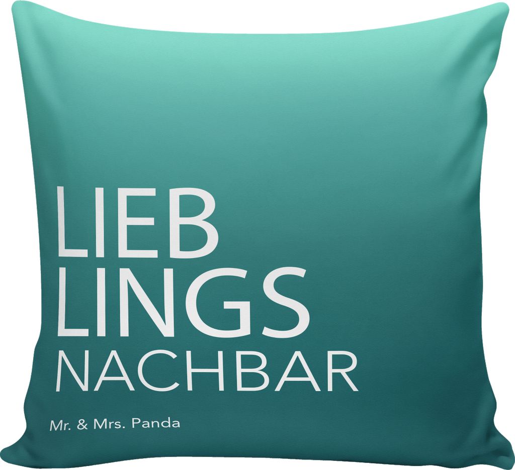 Mr. & Mrs. Panda zier kissen Nachbar - Aquarellblau - Geschenk, Nachbarn, Geschenkidee, für sofa, Angrenzer, Kuschelkissen, 40x40, Freund, Anwohne...