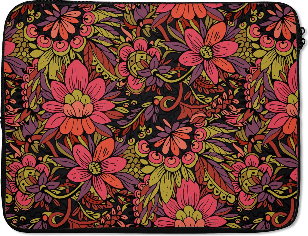 MuchoWow Laptop Hülle 17 Zoll Laptoptasche Blumen - Blätter - Design - Zipper - Schutzabdeckung