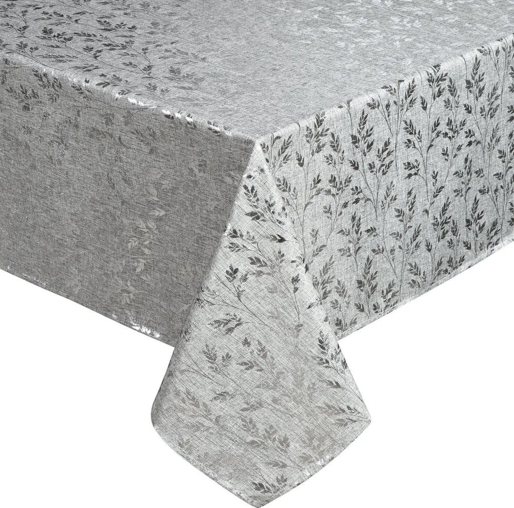 EUROFIRANY | Tovaglia - 140 x 260 cm - tovaglia grigia - motivo floreale argento