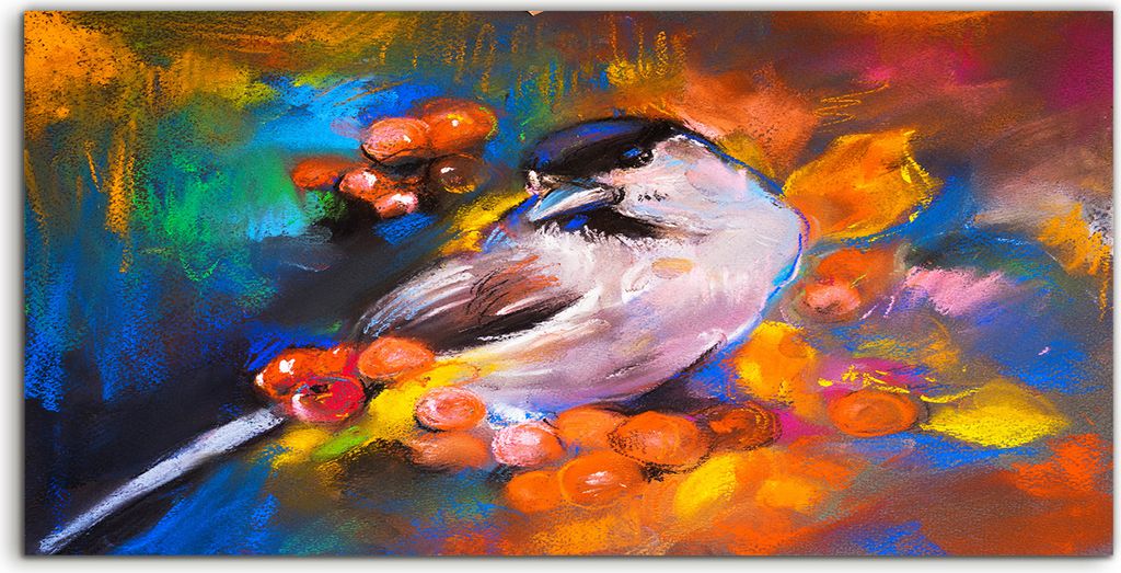 Coloray Glasbild 140x70 Wandbild Glasbilder Kunst Schöner Sing Vogel Moderne Kunst