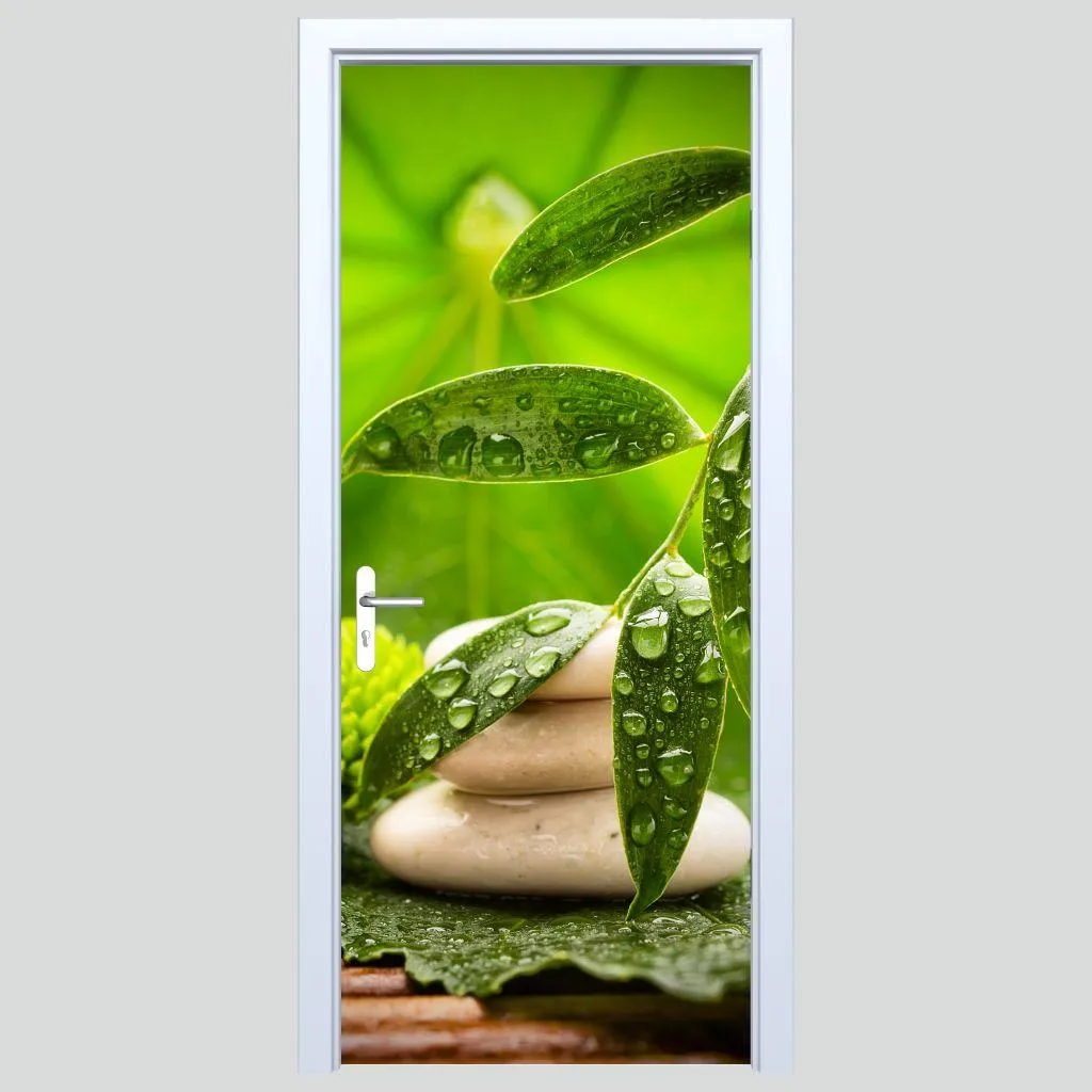 Pellicola Porta Tessuto Giardino Zen 581PD - Verde Natura HD