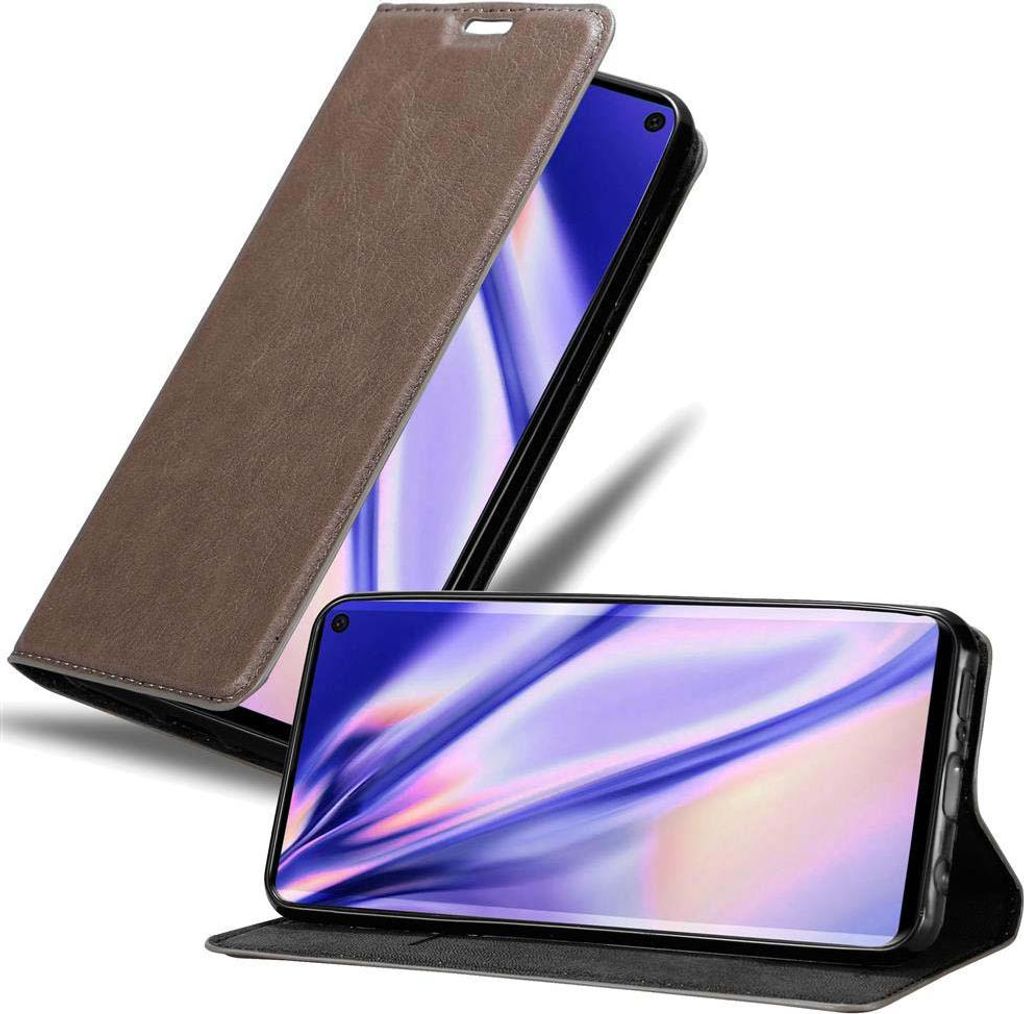 Cadorabo Hülle für Samsung Galaxy S10 4G Schutz Hülle in Braun Handyhülle Etui Case Cover Magnetverschluss