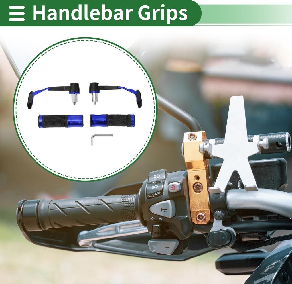 7/8" 22mm 15/16" 24mm Motorrad Lenkergriffe Abdeckung Kit Aluminiumlegierung Gummi Lenkergriffe Blautöne