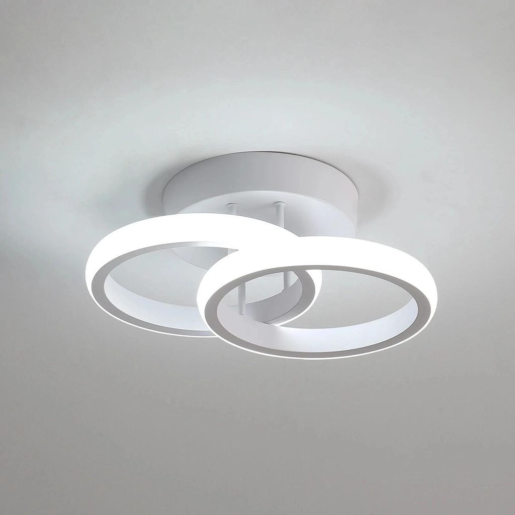 Moderne LED-Deckenleuchte - Runde Plafoniere - Aufputzmontage - 21–30 W - Für Flur 5–10 m² - Eisen + Acryl - 6000 K Kaltweiß