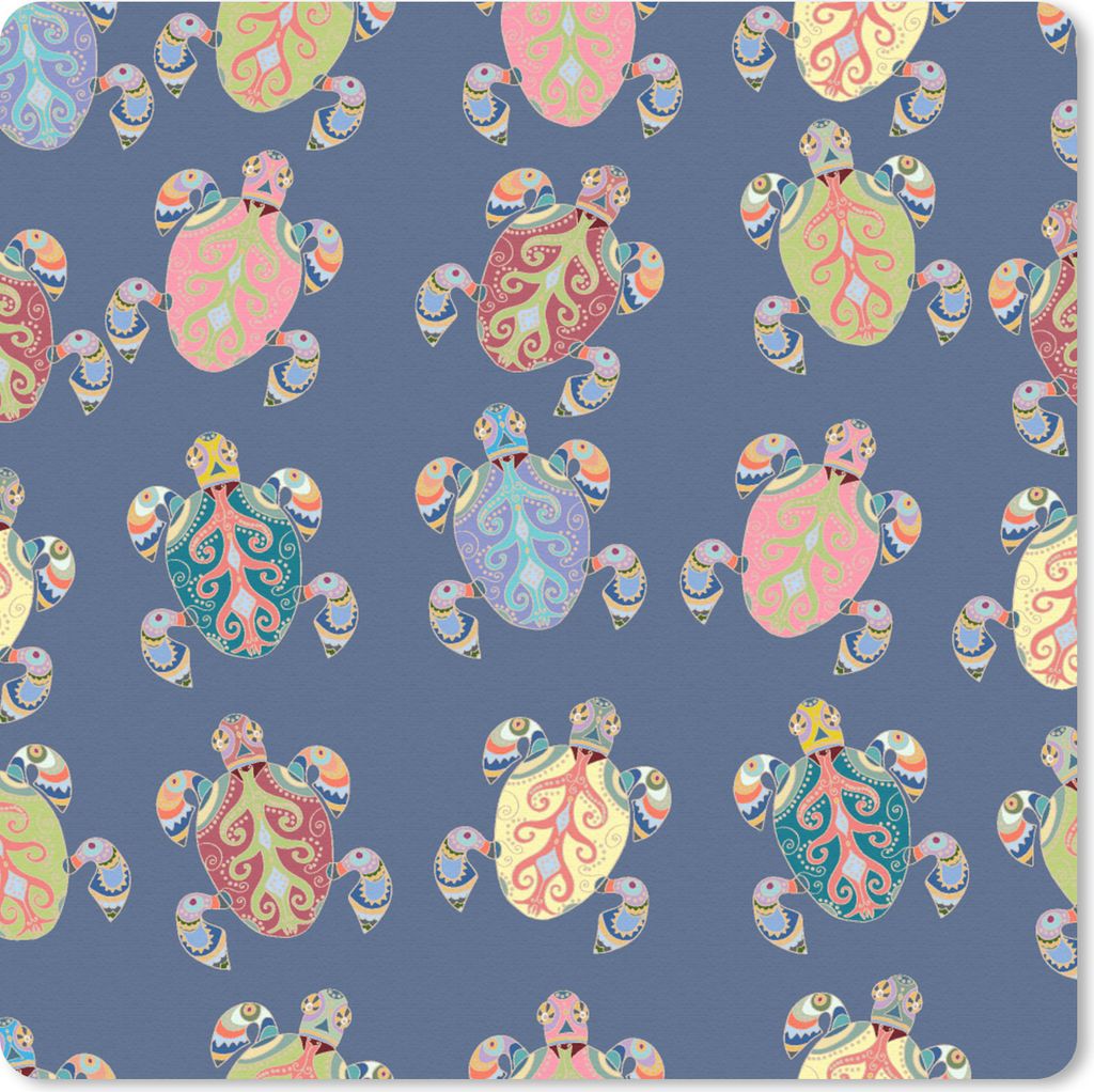 MuchoWow Mauspad Mousepad Muster - Schildkröte - Tiere - Kinder - Kinder 20x20 cm - Mousepads - Maus Mat - Pad - Mausunterlage - Desk Mat - Bure...