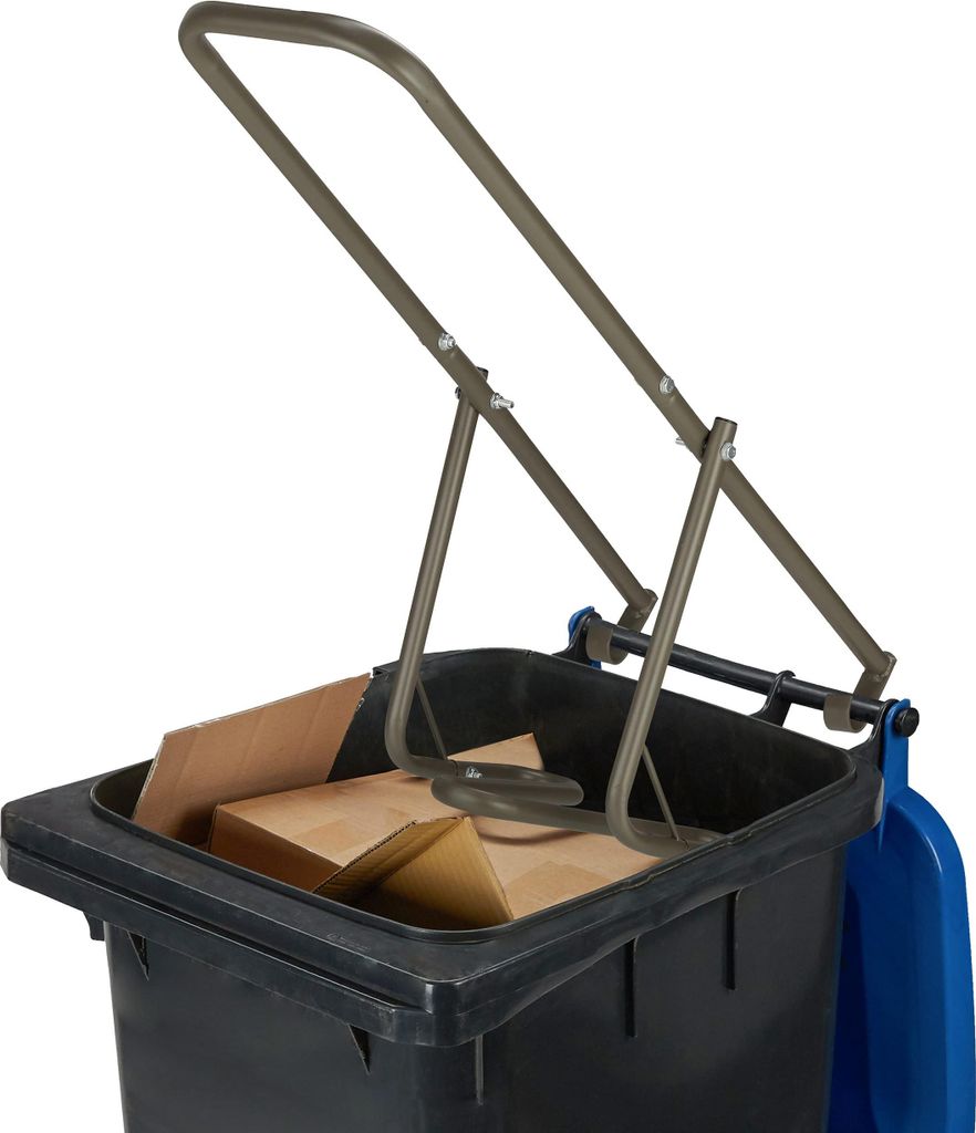 Relaxdays Müllpresse, Müllverdichter Hausmüll, Restmüll & Papier, Müllstampfer, manuelle Hausmüllpresse, Stahl, braun, 1 Stück