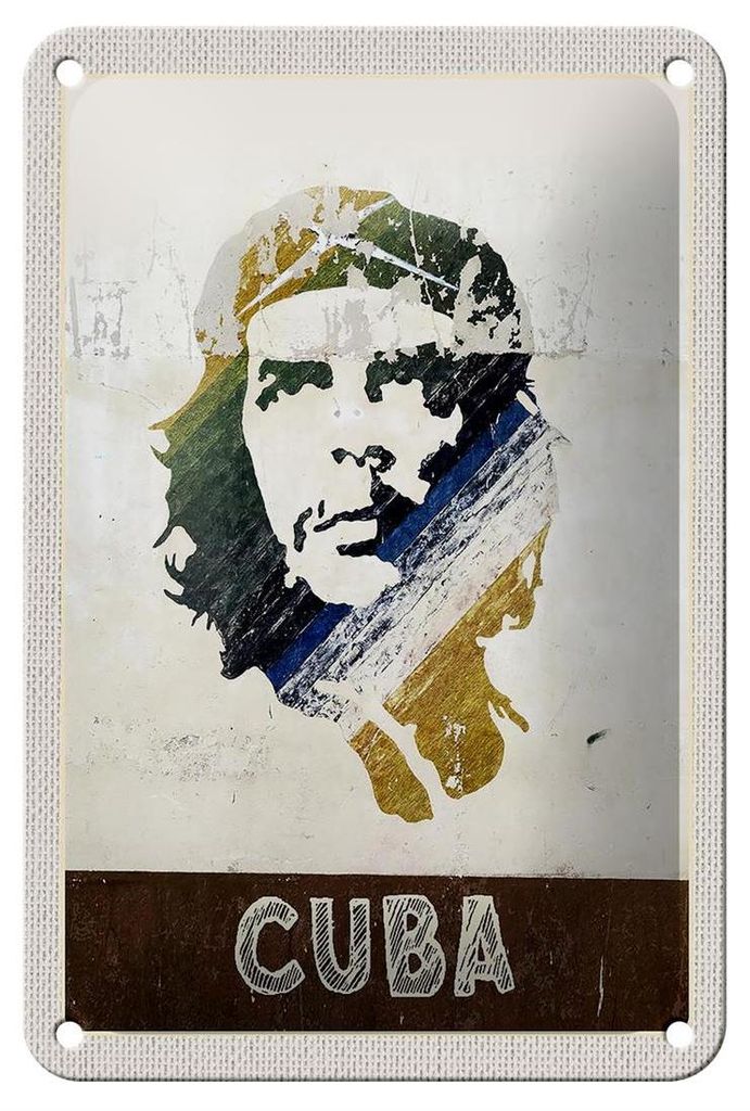 Blechschild Reise 12x18cm Cuba Karibik Che Guevara Frieden Schild